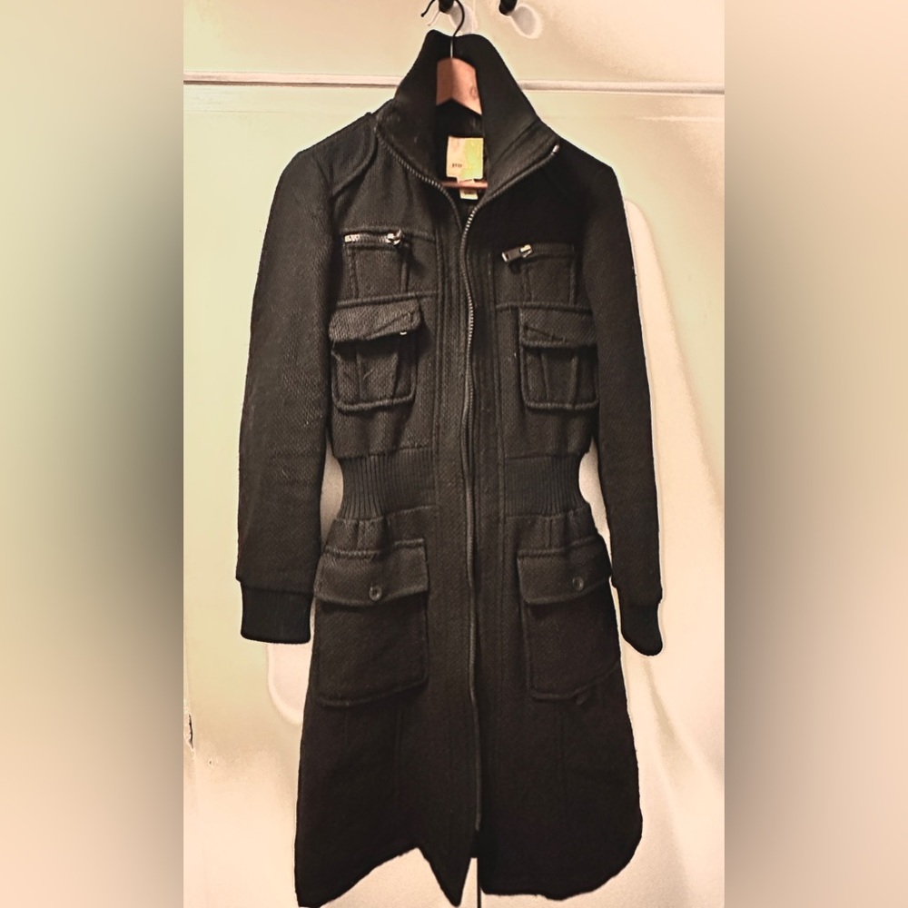 Y2K 2000s Diesel Black Charcoal Textured Jacket with Zip Detail and Pockets